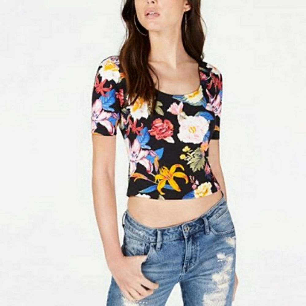 GUESS Cayla Floral Printed Crop Top